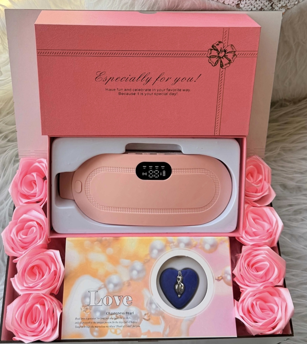 پک هدیه مراقبتی زنانه و دخترانه Lady Comfor pink/ماساژور و گرم‌کننده به همراه مروارید عشق و باکس گل